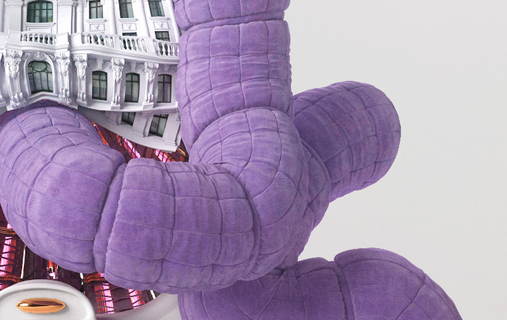 Detail of purple contemporary art piece